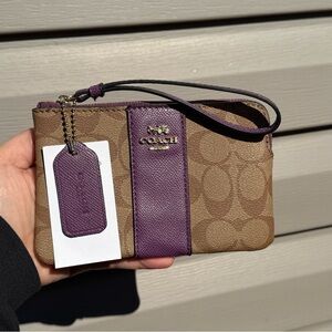 Tan and Purple Wristlet NWT